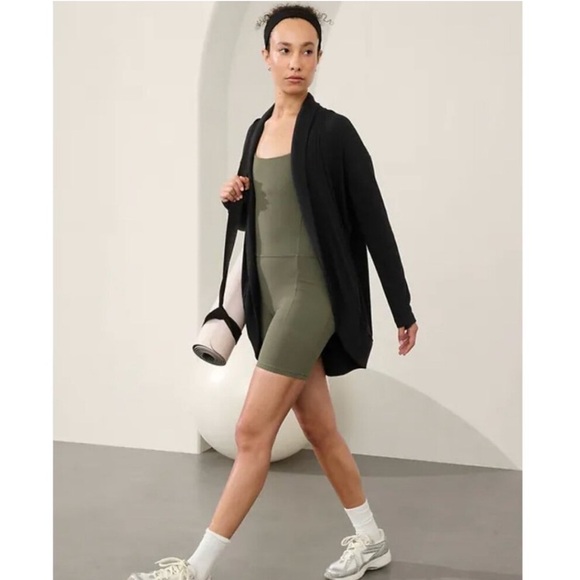 Athleta Presence Cocoon Wrap Sweater | Black Ribbed | Size Small - Picture 1 of 12